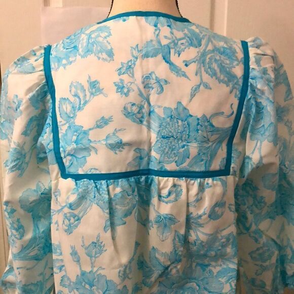 Vintage Evelyn Pearson blue floral print dressing nightgown size medium - Picture 5 of 11